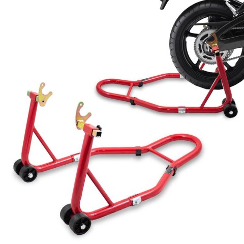 stojak motocyklowy na tylne koło uchwyt czerwony stalowy 250kg regulowany