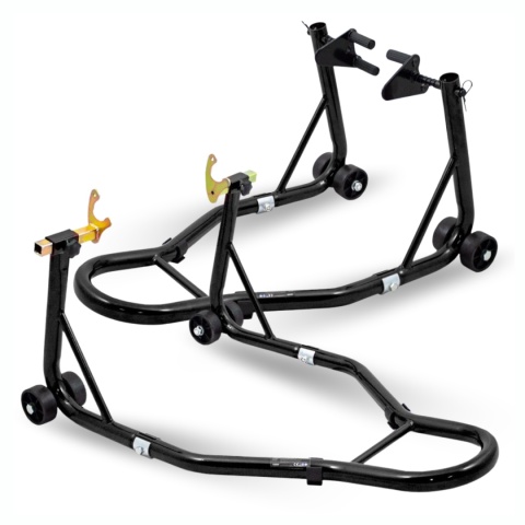 zestaw stojak motocyklowy przód tył stalowy stabilny regulowany 250 kg