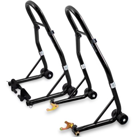 zestaw stojak motocyklowy przód tył stalowy stabilny regulowany 250 kg