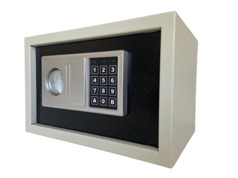 Biało-czarny kompaktowy sejf biurowy na kod i klucz