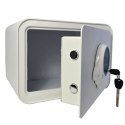Biały sejf biurowy domowy na kod i klucz elektroniczny skarbonka