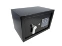 Czarny kompaktowy sejf biurowy na kod i klucz