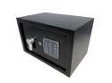Czarny kompaktowy sejf biurowy na kod i klucz