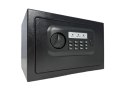 Czarny kompaktowy sejf biurowy na kod i klucz