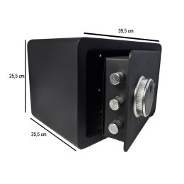 Czarny sejf biurowy domowy na kod i klucz elektroniczny odcisk palca