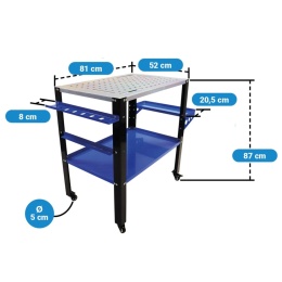Mobilny Stół Spawalniczy Nośność 250kg Blat Perforowany 81x52x87cm