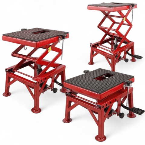 podnośnik motocyklowy hydrauliczny czerwony 135kg 87cm stabilny trwały