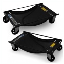 Wózki Manewrowe 450 kg 2 Sztuki Czarne Rolki Transportowe do Samochodów