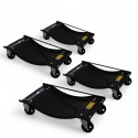 Wózki Manewrowe 450 kg 4 Sztuki Czarne Rolki Transportowe do Samochodów