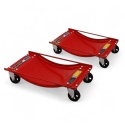 Wózki Manewrowe 450 kg 4 Sztuki Czerwone Rolki Transportowe do Samochodów