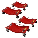 Wózki Manewrowe 450 kg 4 Sztuki Czerwone Rolki Transportowe do Samochodów