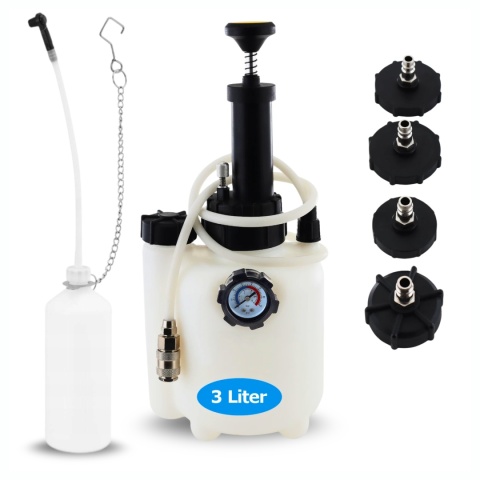 Zestaw do odpowietrzania hamulców 3L z pojemnikiem 1L i 4 adapterami