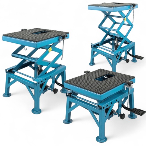 Podnośnik Motocyklowy Hydrauliczny Platforma 135 kg 87cm Niebieski stabilny