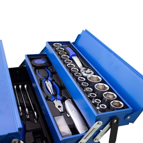 skrzynka narzędziowa 85el niebieska zestaw warsztatowy trwały organizacja