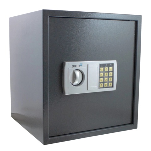 sejf elektroniczny na dokumenty zamek kodowy 6-cyfrowy szary stalowy mocny