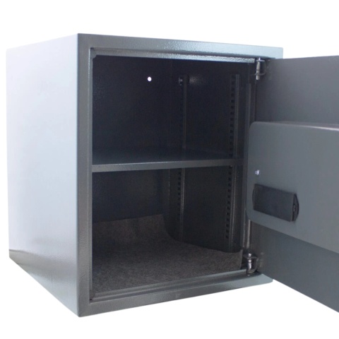 sejf elektroniczny na dokumenty zamek kodowy 6-cyfrowy szary stalowy mocny