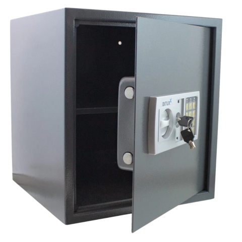 sejf elektroniczny na dokumenty zamek kodowy 6-cyfrowy szary stalowy mocny