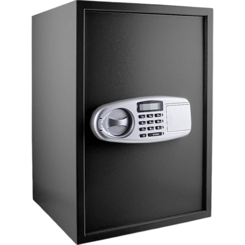 sejf elektroniczny 52cm zamek kodowy 6-cyfrowy czarny stalowy na ścianę