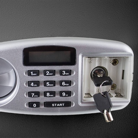 sejf elektroniczny 52cm zamek kodowy 6-cyfrowy czarny stalowy na ścianę