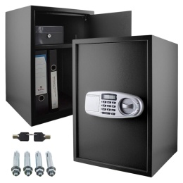 sejf elektroniczny 52cm zamek kodowy 6-cyfrowy czarny stalowy na ścianę