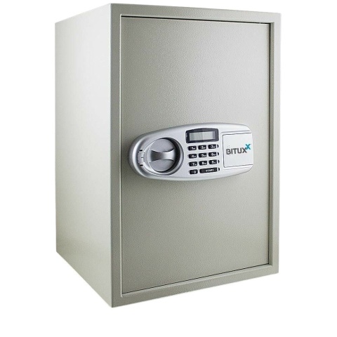 sejf elektroniczny 52cm jasnoszary domowy zamek szyfrowy klucz awaryjny