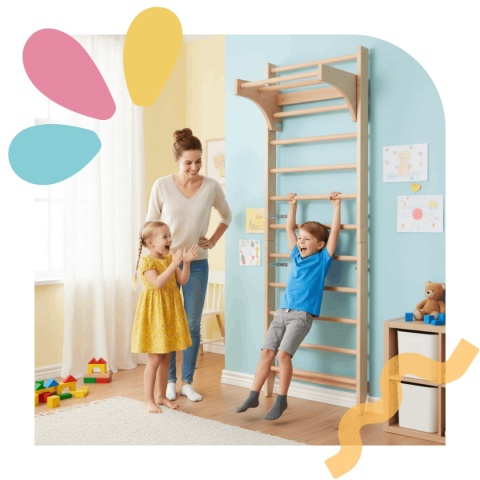 drabinka gimnastyczna drewniana 220 cm z drążkiem rehabilitacyjna bukowa