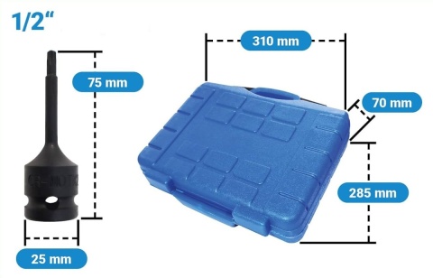 Nasadki Udarowe 1/2" Torx Spline Sześciokąt 26 szt Cr-Mo