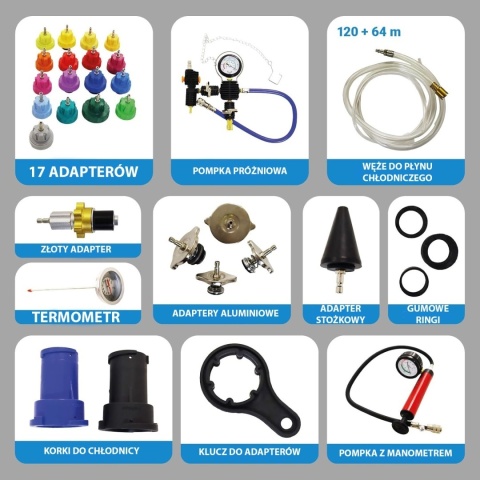 Tester szczelności układu chłodzenia chłodnicy 34 elementy