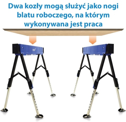 Koziołek warsztatowy składany 600 kg Stojak Roboczy regulacja 62-87 cm