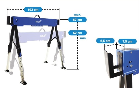 Koziołek warsztatowy składany 600 kg Stojak Roboczy regulacja 62-87 cm