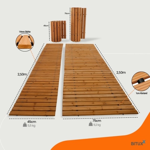 ŚCIEŻKA DREWNIANA OGRODOWA PODEST DREWNIANY DRZEWO CEDROWE 250x75cm