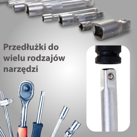 Przedłużki nasadowe 3/8" 40 75 150 250 400 mm 5 szt.