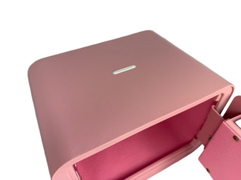 Różowy sejf biurowy domowy na kod i klucz