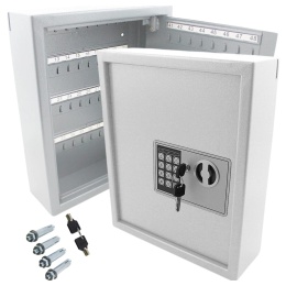 Sejf na klucze 48 haczyków zamek elektroniczny szyfrowy jasnoszary metalowy