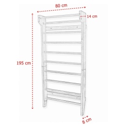 Drabinka gimnastyczna dla dzieci rehabilitacyjna 195cm drewniana z drążkiem