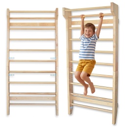 Drabinka gimnastyczna dla dzieci rehabilitacyjna 195cm drewniana z drążkiem
