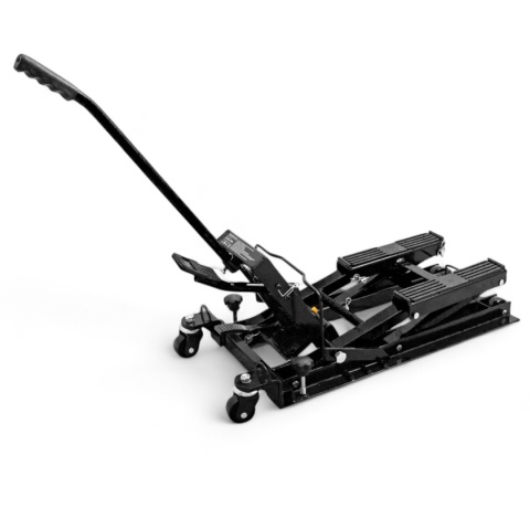 podnośnik motocyklowy hydrauliczny 680kg czarny stabilny mobilny trwały