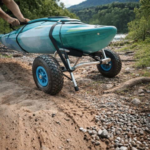 wózek do kajaka deski transportowy aluminiowy 70 kg składany pompowane koła