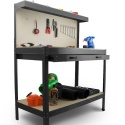 Stół Roboczy Warsztatowy 115x55 cm z Szufladą Hakami Udźwig 100 kg