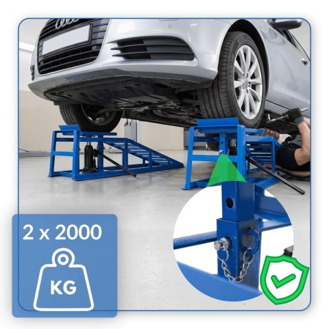 Rampy najazdowe hydrauliczne 2t komplet stalowe regulowane 23–34 cm