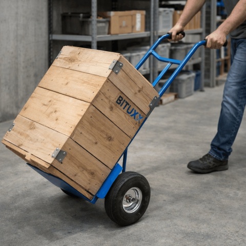 wózek magazynowy transportowy 200kg stalowy koła pneumatyczne magazyn ogród