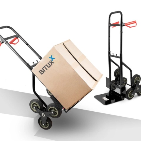 wózek schodowy transportowy 200 kg 6 kół gumowych regulowany uchwyt