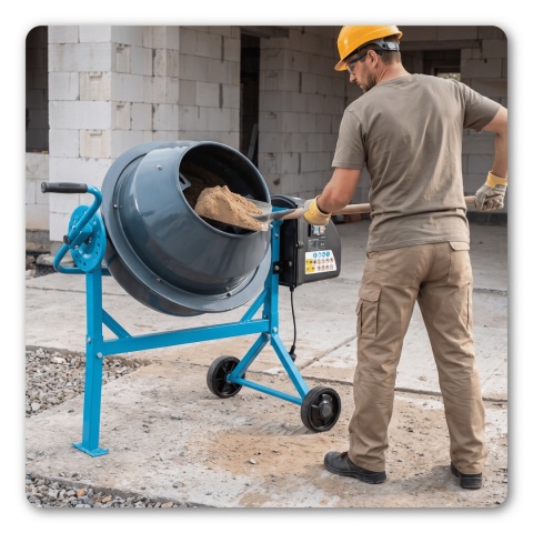 Betoniarka 65L 220W do betonu zaprawy gipsu stalowa 27,5 obr/min