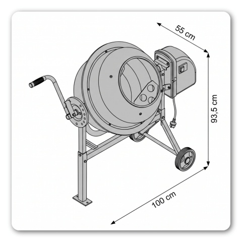 Betoniarka 65L 220W do betonu zaprawy gipsu stalowa 27,5 obr/min