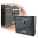 Skrzynka pocztowa na listy z wrzutem szara metalowa z zamkiem 36x31 cm