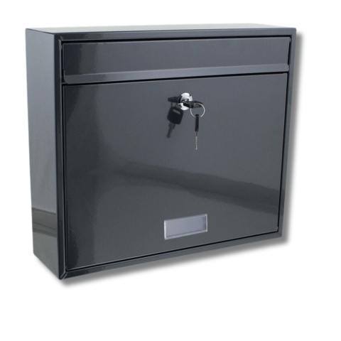 Skrzynka pocztowa na listy z wrzutem szara metalowa z zamkiem 36x31 cm