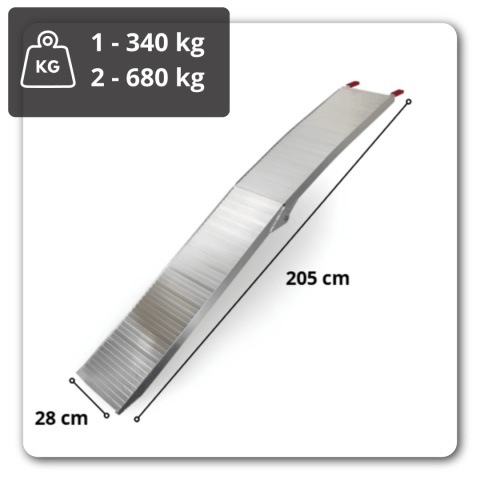 RAMPY NAJAZDOWE Rampa Najazd Podjazd Aluminiowy Składany 205cm 680kg 2 szt.