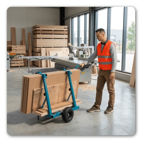 Wózek transportowy do płyt 200 kg Regulowany Stalowy Pneumatyczne Koła
