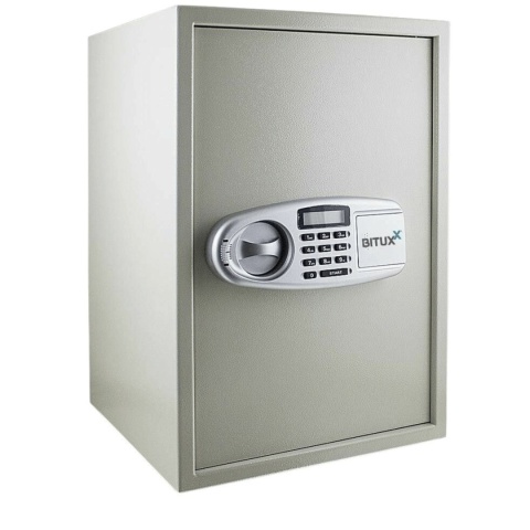 sejf elektroniczny 52cm jasnoszary domowy zamek szyfrowy klucz awaryjny