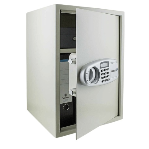 sejf elektroniczny 52cm jasnoszary domowy zamek szyfrowy klucz awaryjny